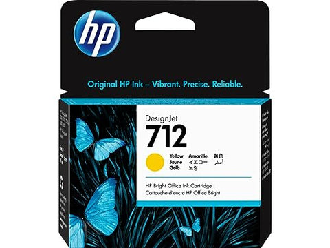 HP 712 Yellow 29-ml Genuine Ink Cartridge (3ED69A) for DesignJet T650, T630, T230, T210 & Studio Plotter Printers