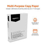 Amazon Basics Multipurpose Copy Printer Paper, 8.5" x 11", 20lb, 3 Ream (1500 Sheets), 92 Bright, white